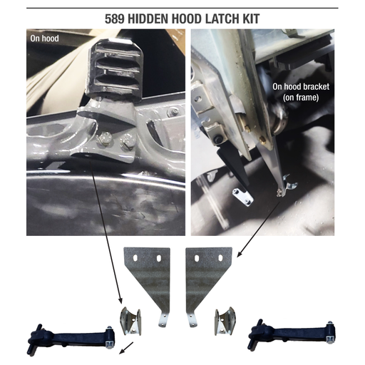 PFT-589-HHL Peterbilt 589 hidden hood latch kits (Sold in pairs) hood Dark Slate Gray