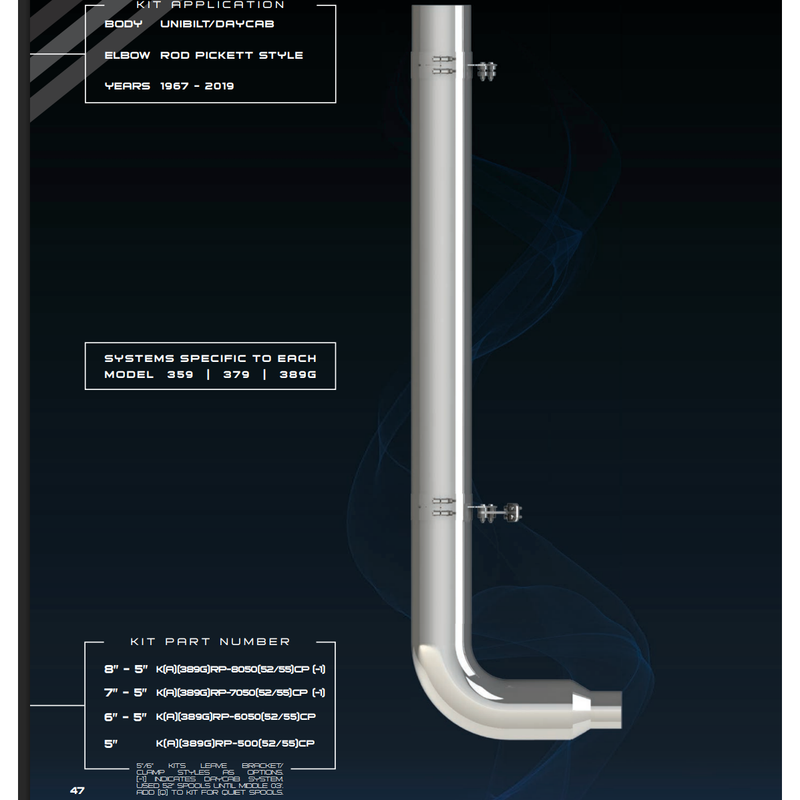 #KRP-605055CP Dynaflex 6'' REDUCED TO 5'' EXHAUST KIT W/55'' SPOOL; PETE PICKETT ELBOW/2003-newer [Clamps sold separate) EXHAUST Black