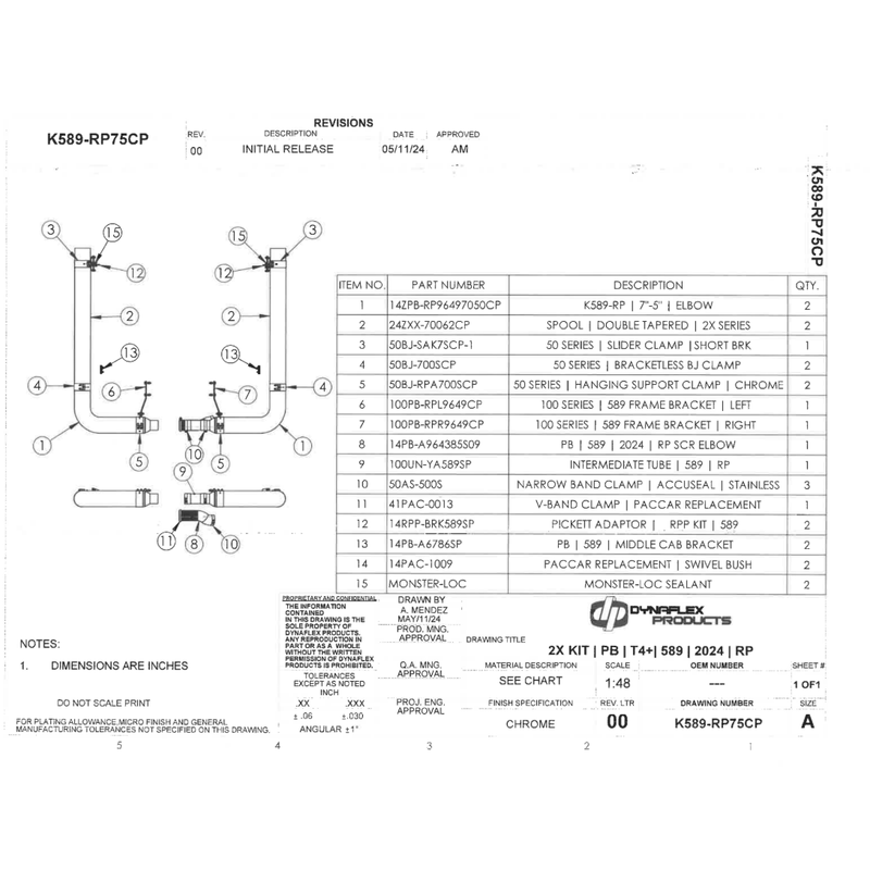 DP-K589-RP75CP Kit for def hookup (not for weedburner) (Peterbilt 589 2024 Newer) EXHAUST Lavender