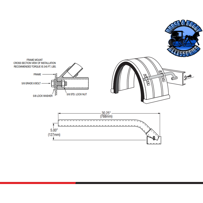 #031-00883 (black steel) OFFSET MOUNTING KIT FOR SPRAY MASTER FENDERS (Will Do 1 Fender)