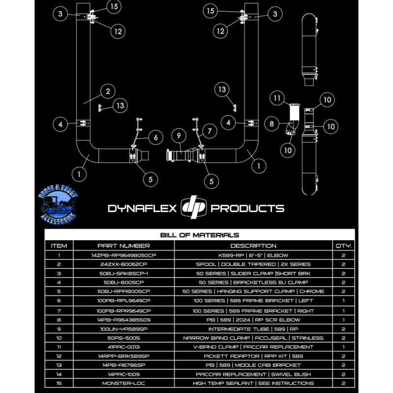 #K589-RP85CP 8" (def hookup or Glider trucks) (not for weedburner) (Peterbilt 589 2024 Newer)