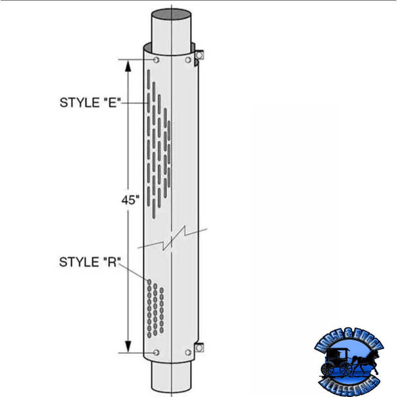 #M-28187 6'' 360 DEGREE EXHAUST HEAT SHIELD KIT W/ Kenworth ROUND HOLES; 48'' LONG (Sold in pairs)