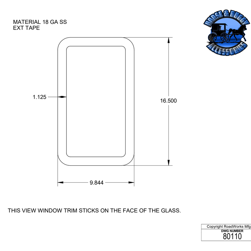 #RW-80110 MACK GRANITE CV713 02-07 VIEW WINDOW TRIM (ON GLASS)