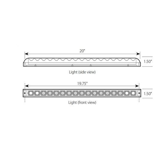 76981 Spyder Series 20" LED Single Row Light Bar, Amber/Clear Light Gray