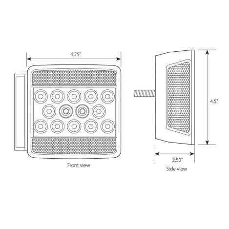 76941 Fleet Series Universal Stud-Mount Under 80" Trailer LED Light, Red Light Gray