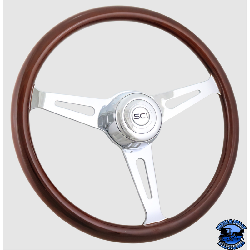 235-3003-77502 Steering Creations 18'' Dart Mahogany Rim Steering Wheel Chrome 3-Spoke steering wheel Lavender