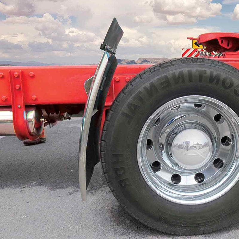 TFEN-Q13 34″ Long Straight Drop Quarter Fender Kit with Triangle Mounts – 16 Gauge | Mirror Shine Stainless Steel QUARTER FENDER Gray