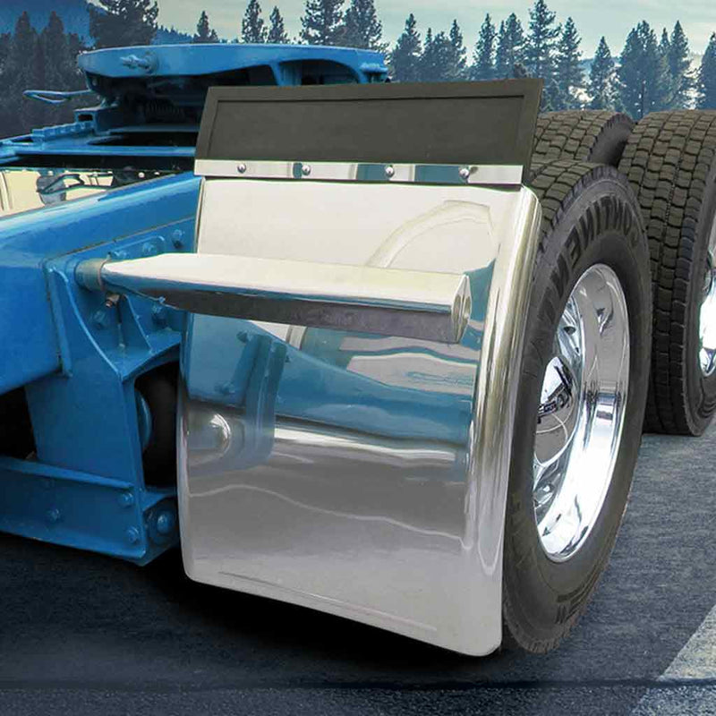 TFEN-Q14 31″ Long Straight Drop Quarter Fender Kit with Triangle Mounts – 16 Gauge | Mirror Shine Stainless Steel QUARTER FENDER Dim Gray