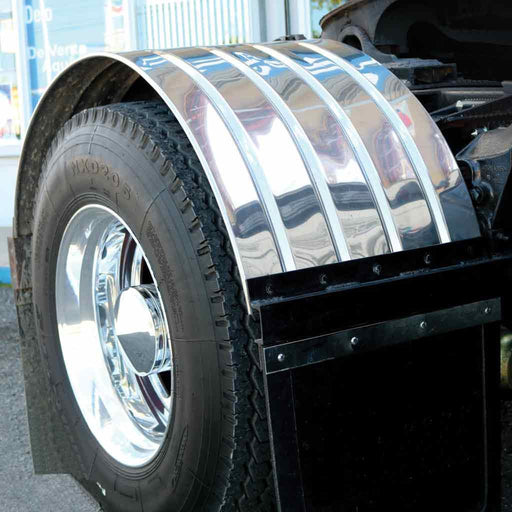 Light Gray TFEN-S22 Fenders - Single - 80" Ribbed - Beaded Edge - 16 Ga. SINGLE AXLE FENDER