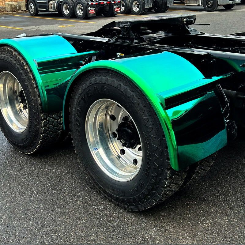 TFEN-S47GR 80″ Smoke & Mirror Smooth Single Axle Fenders with Flange – Green | 14 Gauge SINGLE AXLE FENDER Black