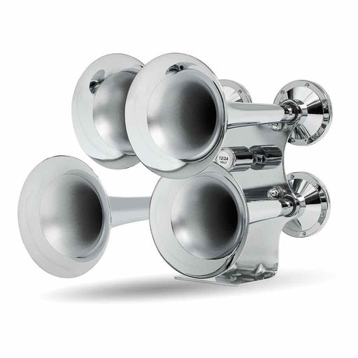 Gray THORN-2 4 Bell Air Powered Train Horn – 140-145 Decibels | Chrome Plated Zinc Alloy TRAIN HORN