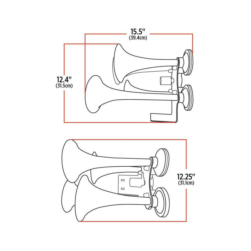THORN-2 4 Bell Air Powered Train Horn – 140-145 Decibels | Chrome Plated Zinc Alloy TRAIN HORN Beige