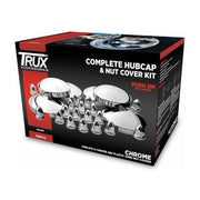 THUB-C2 Complete Hubcap & Nut Cover Kit – 33mm Push On Nut Covers | Dome Hubcaps | Chrome ABS Plastic REAR AXLE COVER Gray