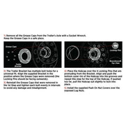 THUB-C6 Complete Trailer Hubcap & Nut Cover Kit – 33mm Push On Nut Covers | Dome Hubcaps | Stainless Steel REAR AXLE COVER Black