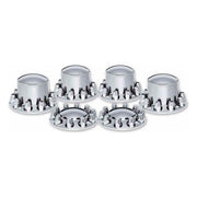 THUB-C7 Complete Axle Cover Kit with Removable Hubcaps & 33mm Push On Nut Covers – Dome Hubcaps | Chrome ABS Plastic REAR AXLE COVER Light Gray