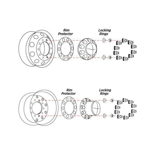 Lavender THUB-C7 Complete Axle Cover Kit with Removable Hubcaps & 33mm Push On Nut Covers – Dome Hubcaps | Chrome ABS Plastic REAR AXLE COVER