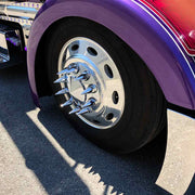 THUB-FRP33P Front Axle Cover Kit with Removable Hubcap & 33mm Threaded Nut Covers – Pointed Hubcap & Nut Covers | Chrome ABS Plastic FRONT AXLE COVER Gray