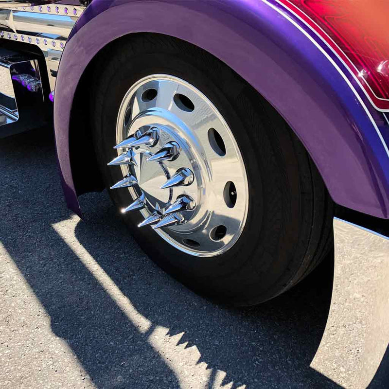 THUB-FRP33P Front Axle Cover Kit with Removable Hubcap & 33mm Threaded Nut Covers – Pointed Hubcap & Nut Covers | Chrome ABS Plastic FRONT AXLE COVER Gray