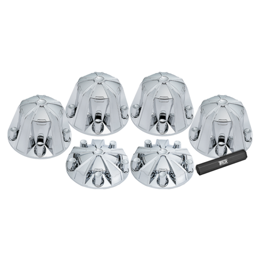 Gray THUB-MC1 Complete Chrome ABS Plastic Mag Wheel Axle & Nut Cover Kit REAR AXLE COVER