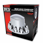 THUB-RP33PO Rear Axle Cover Kit with Removable Hubcap & 33mm Push On Nut Covers – Dome Hubcap | Chrome ABS Plastic REAR AXLE COVER Gray