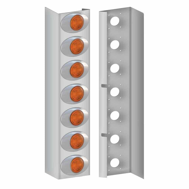 TK-1814LM Kenworth W900 15" Premium Flangeless Can Front Air Cleaner Light Bar with 14 G2 LEDs (2010+) Gray