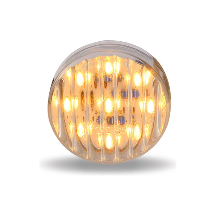 Tan TLED-2HTA 2 1/2" Round Clear Ribbed Amber LED (13 Diodes)" MARKER