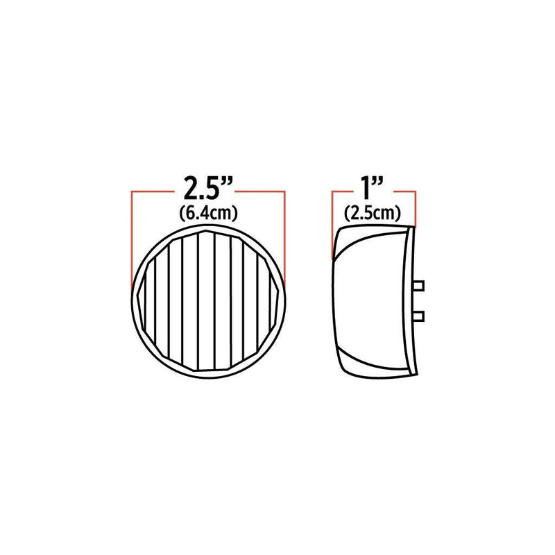 TLED-2HTA 2 1/2" Round Clear Ribbed Amber LED (13 Diodes)" MARKER Black