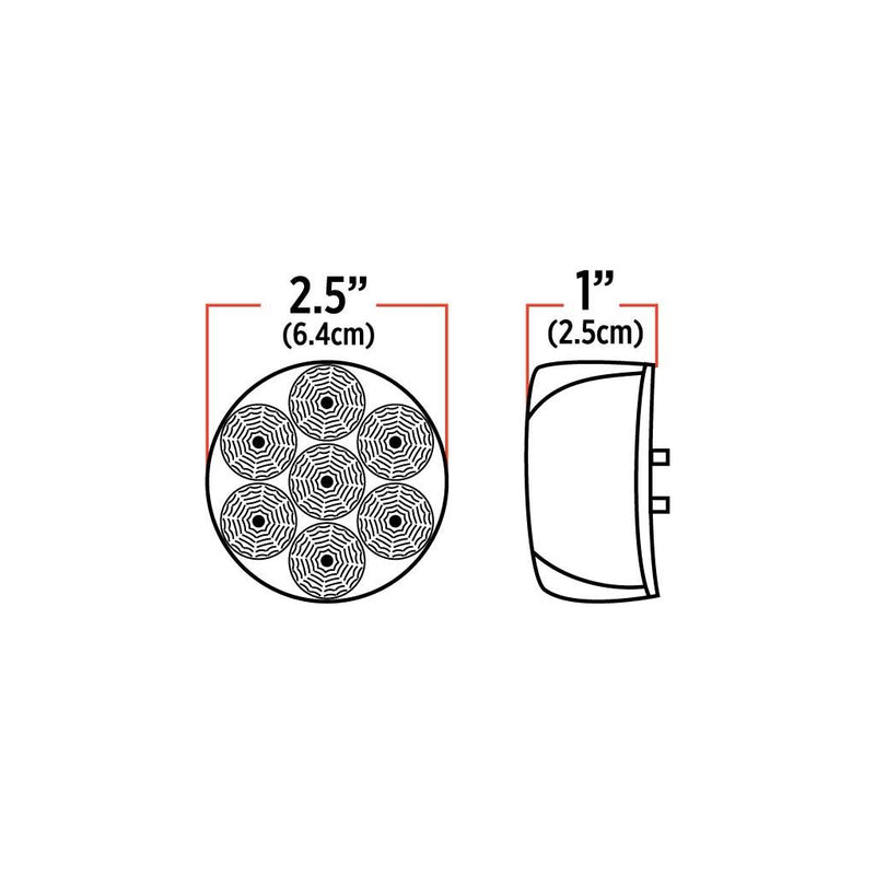 TLED-2HXCA 2 1/2" Round Clear Amber LED (7 Diodes) MARKER Misty Rose