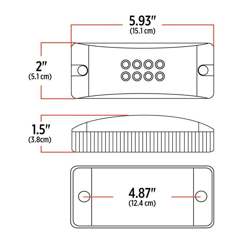 TLED-2X6DR 2"x6" Multi-Directional Red Trailer LED (24 Diodes)" 2"X6" TRAILER Black