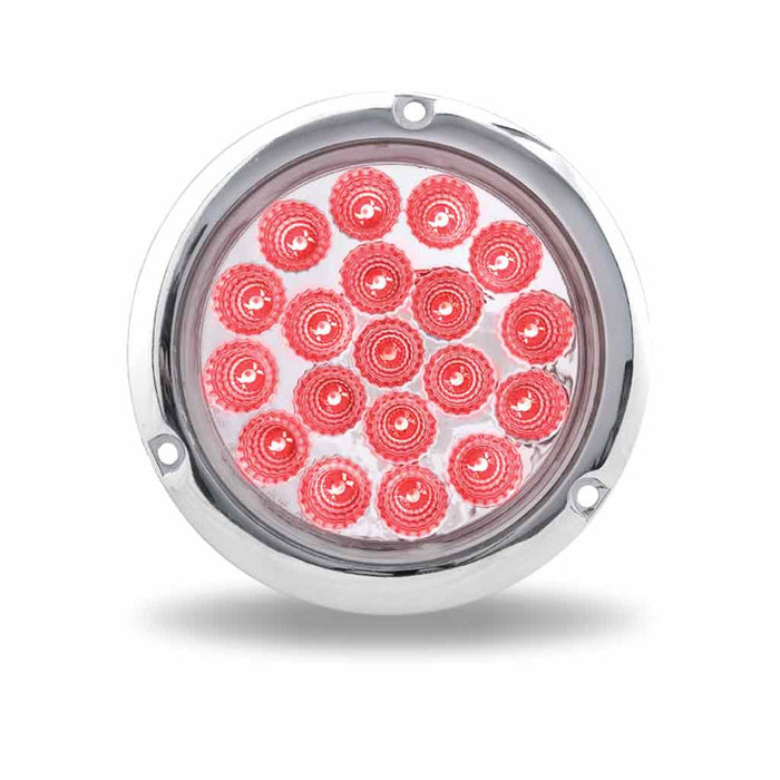 Gray 4" Clear Red Stop, Turn & Tail Flangemount LED (19 Diodes) 4" ROUND