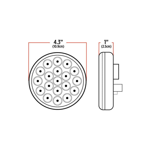 Light Gray 4" Red Stop, Turn & Tail LED (19 Diodes) 4" ROUND