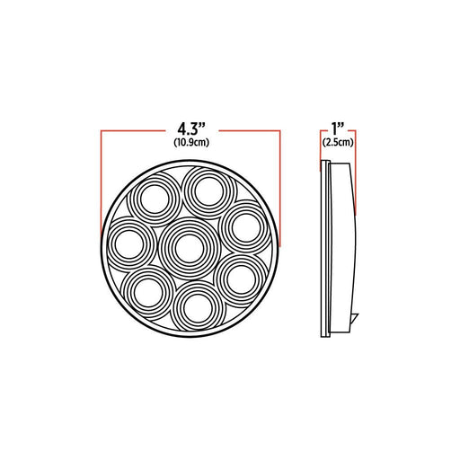 Misty Rose 4" Economy Red Stop, Turn & Tail LED with Truck-Lite Light Harness (8 Diodes) 4" ROUND