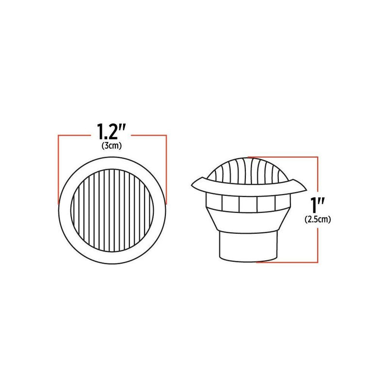 TLED-B3CR Mini Button Clear Red LED - 3 Wire 3/4" Light Black