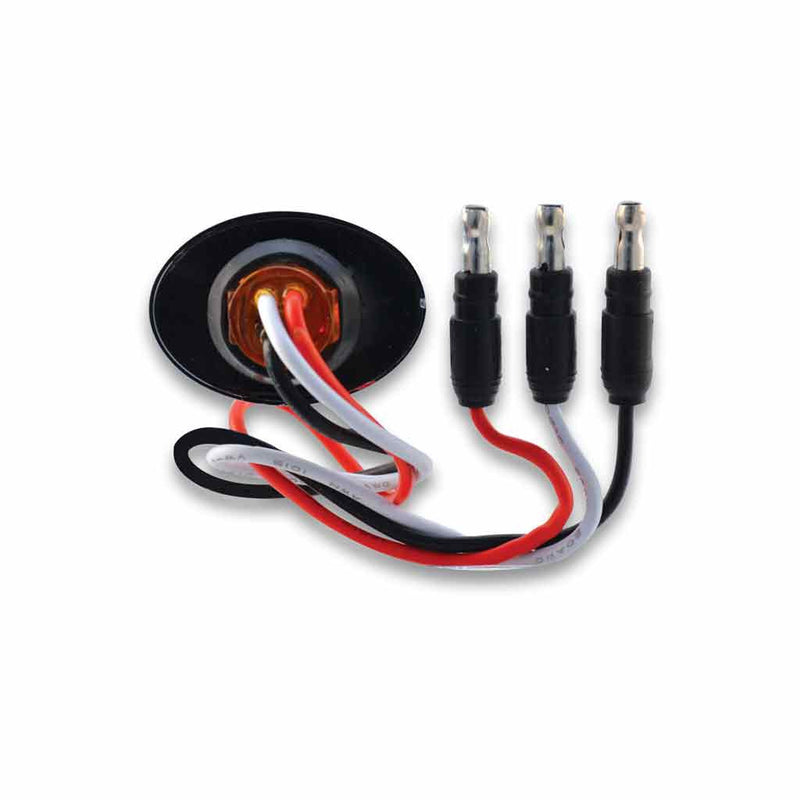 TLED-B4A Mini Oval Button Amber LED - 3 Wire 3/4" Light Black