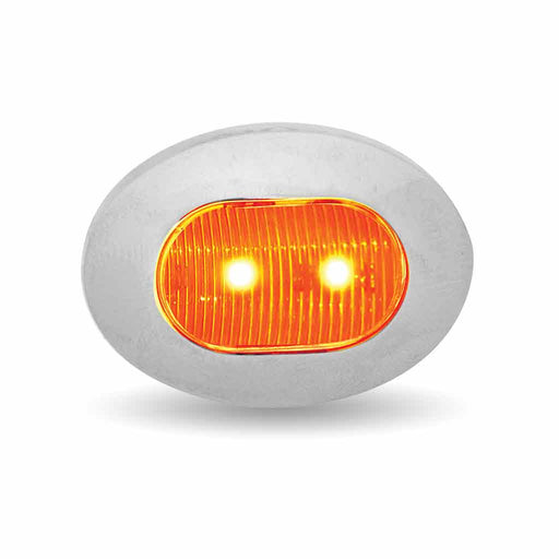 Light Gray Mini Oval Button Amber LED - 3 Wire 3/4" Light