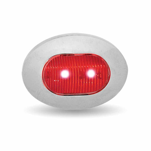 Light Gray Mini Oval Button Clear Red LED - 3 Wire 3/4" Light