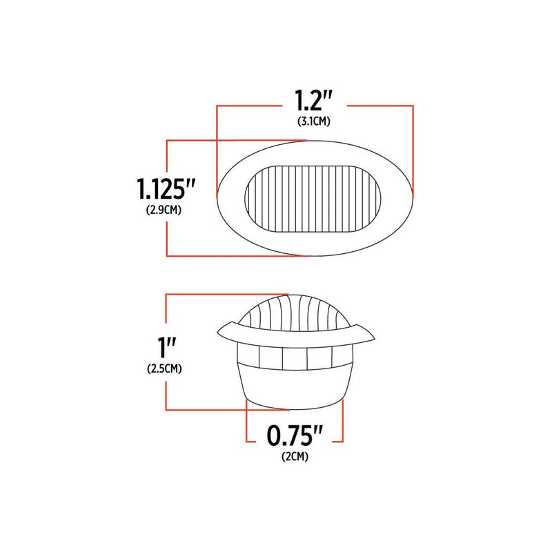 TLED-B4CR Mini Oval Button Clear Red LED - 3 Wire 3/4" Light Antique White