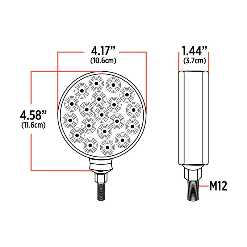 TLED-DFXB Double Face Combination Dual Revolution Amber/Red/Blue LED (38 Diodes)