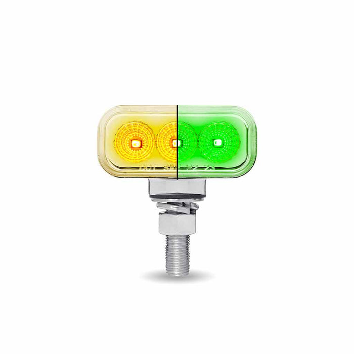Light Gray Share: Amber/Red Clearance Marker to Green Auxiliary 1.5″ x 3″ Mini Double Face Rectangular Light with Reflector LEDs – 20 Diodes DOUBLE FACE