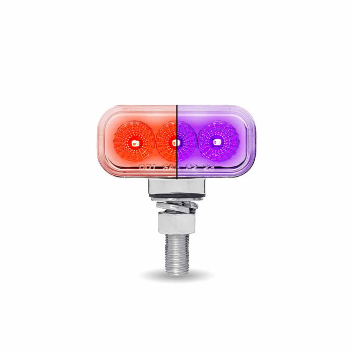 Thistle Amber/Red Clearance Marker to Purple Auxiliary 1.5″ x 3″ Mini Double Face Rectangular Light with Reflector LEDs – 20 Diodes DOUBLE FACE