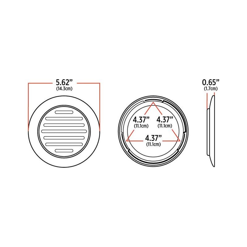 TLED-F4CR1 4" Flatline Flange Mount Clear Red LED (49 Diodes) 4" ROUND Light Gray
