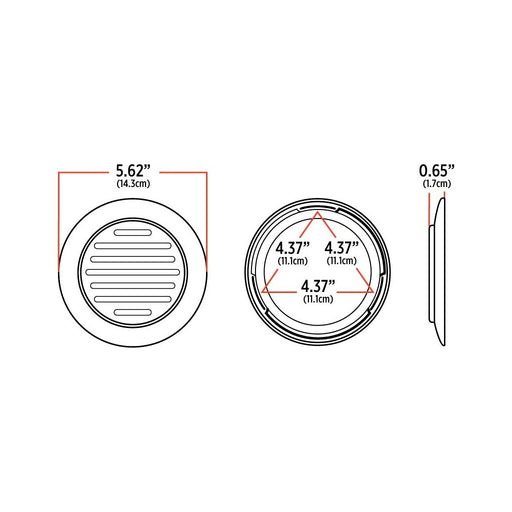 Light Gray 4" Flatline Flange Mount Clear Red LED (49 Diodes) 4" ROUND