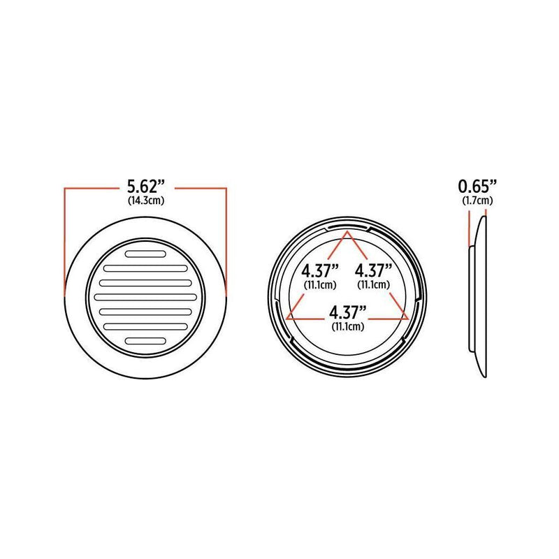 TLED-F4R1 4" Flatline Flange Mount Red LED (49 Diodes) 4" ROUND Light Gray