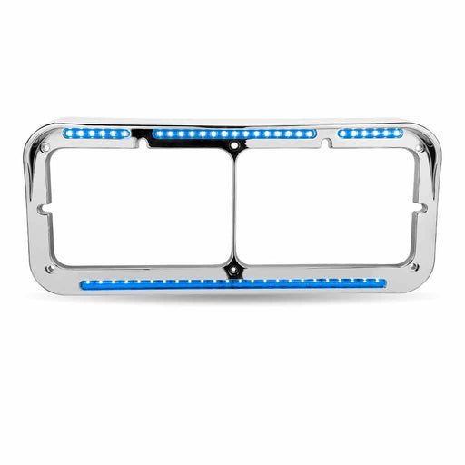 Light Gray Universal Rectangular Dual Flatline Headlight Bezel - Amber/Blue 4X6 HEADLIGHT