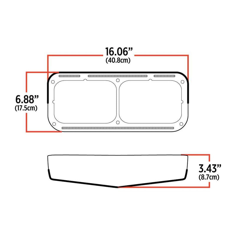 TLED-FX106 Universal Rectangular Dual Flatline Headlight Bezel - Amber/Blue 4X6 HEADLIGHT Light Gray