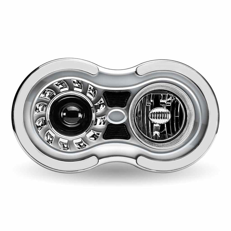 TLED-H105 “Retro Series” LED Projector Headlight Assembly with Glow Position & Marker LED Accents – Chrome (Passenger Side) RETRO SERIES HEADLIGHT Light Gray