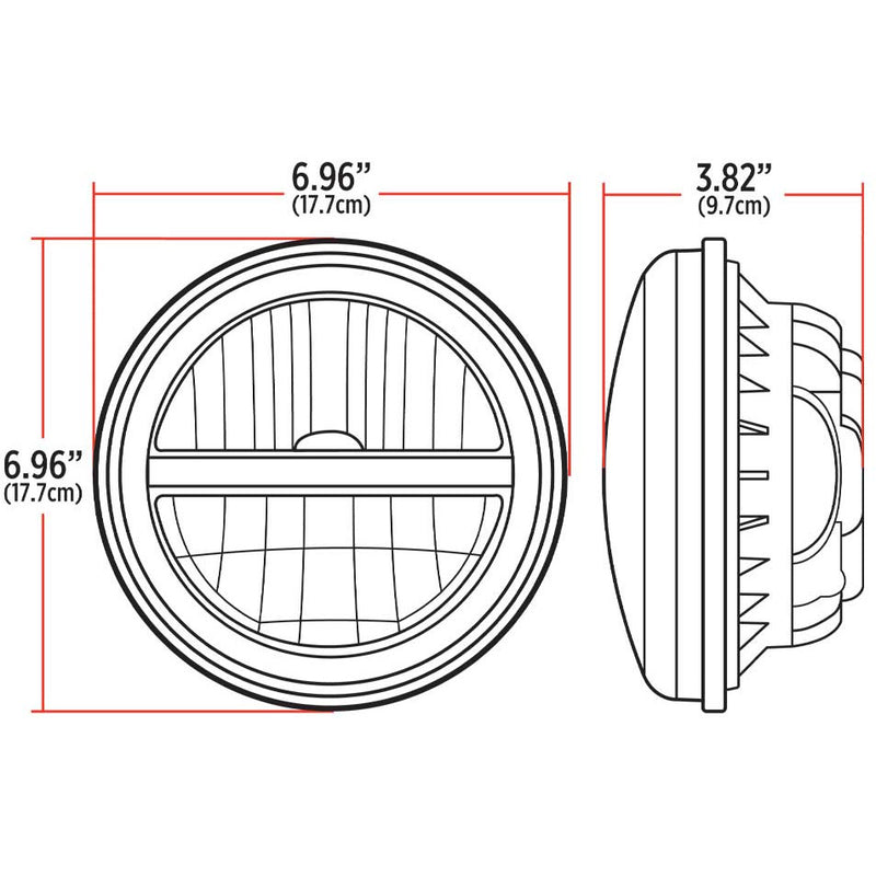 TLED-H118 7″ LED Reflector Headlight with Glow Position LED Accent – Combination High & Low Beam | 2200 Lumens 7" HEADLIGHT Light Gray