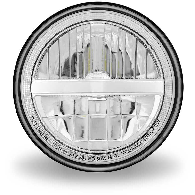 TLED-H118 7″ LED Reflector Headlight with Glow Position LED Accent – Combination High & Low Beam | 2200 Lumens 7" HEADLIGHT Light Gray