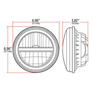 TLED-H119 7″ Heated LED Reflector Headlight with Glow Position LED Accent – Combination High & Low Beam | 2200 Lumens HEADLIGHT Light Gray