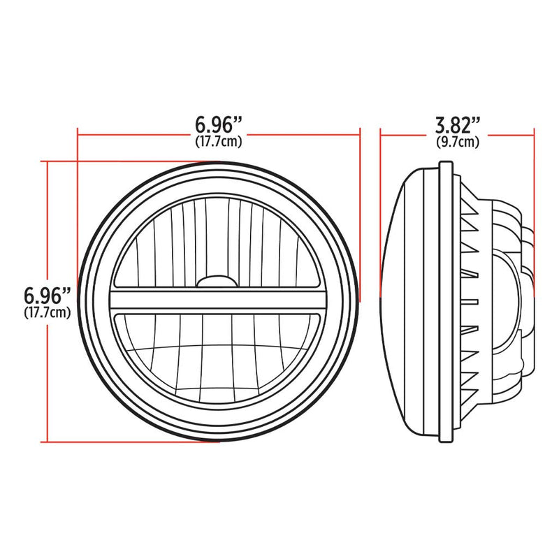 TLED-H119 7″ Heated LED Reflector Headlight with Glow Position LED Accent – Combination High & Low Beam | 2200 Lumens HEADLIGHT Light Gray